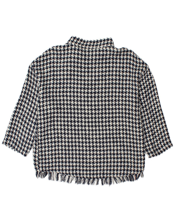Pulover pentru femei Zara, cu gât cu nasturi, UK 14 Medium Bluemarin Houndstooth