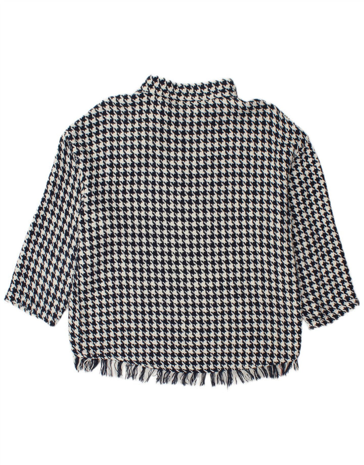 Pulover pentru femei Zara, cu gât cu nasturi, UK 14 Medium Bluemarin Houndstooth