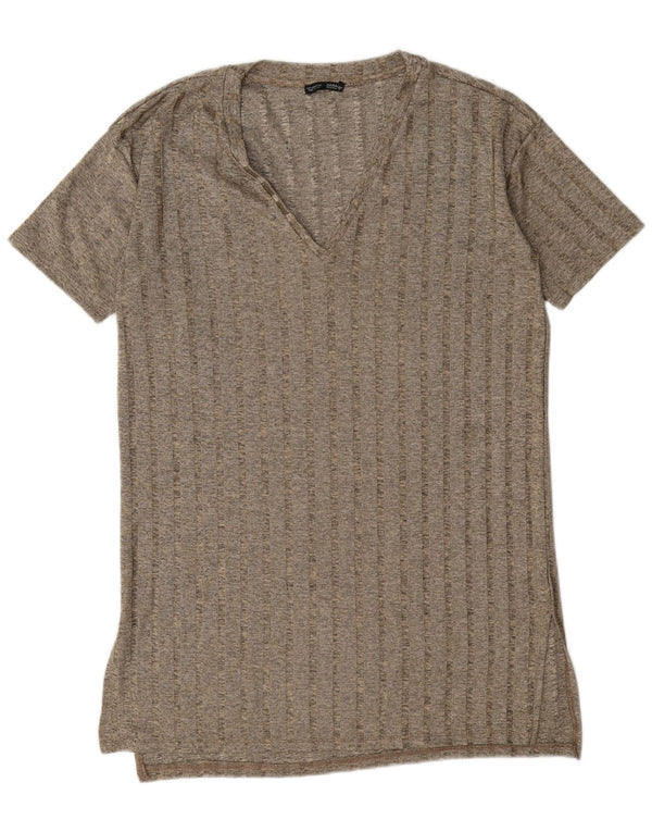 Rochie tricou supradimensionată pentru femei Zara UK 14 Medium Gri cu dungi