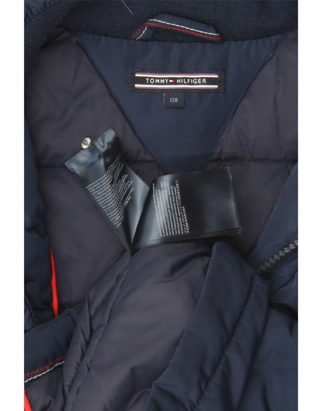 Jachetă căptușită cu glugă Tommy Hilfiger pentru băieți 9-10 ani poliester bleumarin