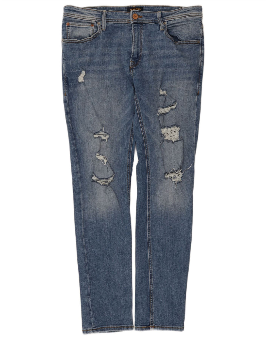 Blugi slim pentru bărbați Jack & Jones Distressed W36 L32 Bumbac albastru