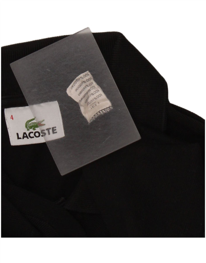 Tricou polo pentru bărbați Lacoste cu mânecă lungă, mărime 4, bumbac mediu negru