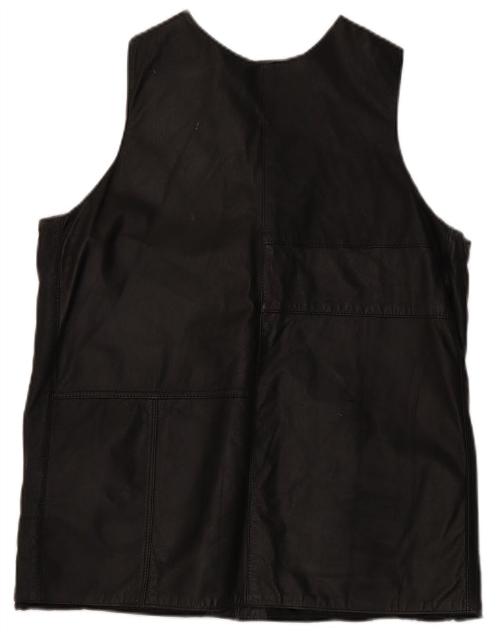 Gilet din piele vintage pentru femei UK 14 Medium Black