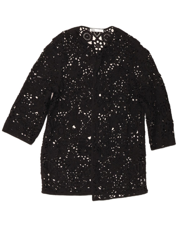 Pulover cardigan supradimensionat pentru femei Zara UK 6 XS Negru Floral