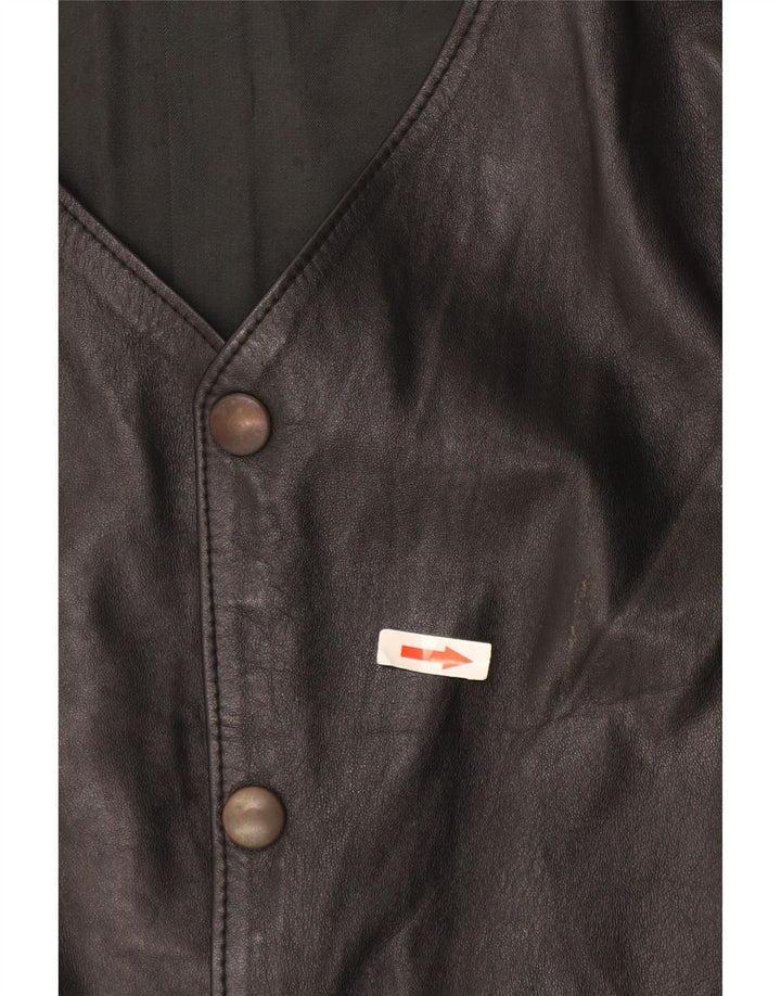 Vestă de piele vintage pentru bărbați, mică, neagră