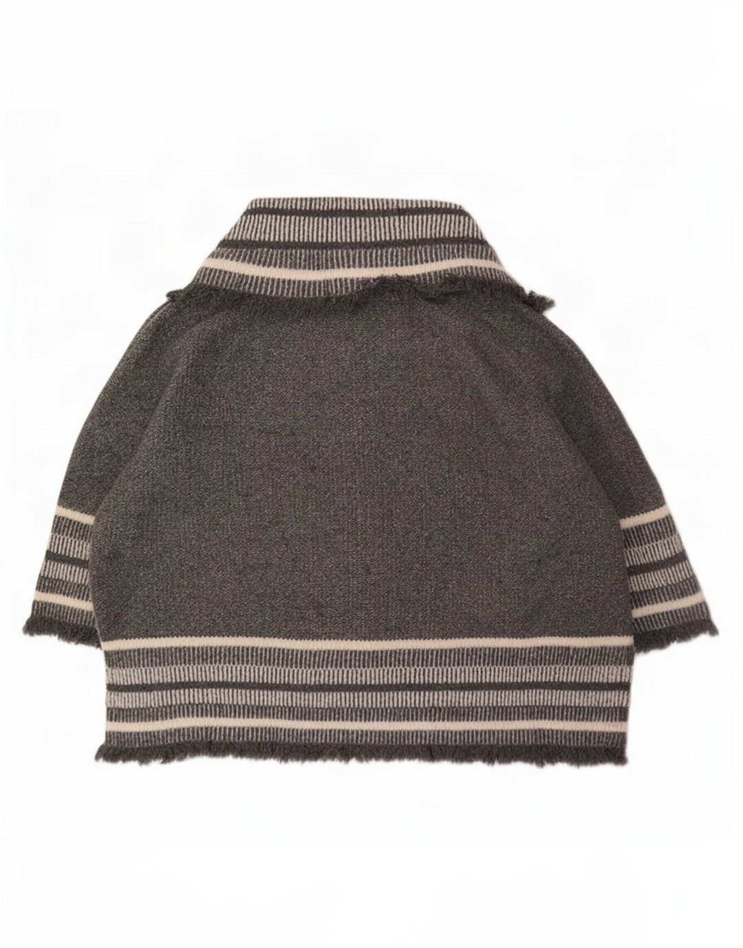 Pulover cardigan supradimensionat pentru femei Zara cu mâneci 3/4 UK 14 Medium Gri cu dungi