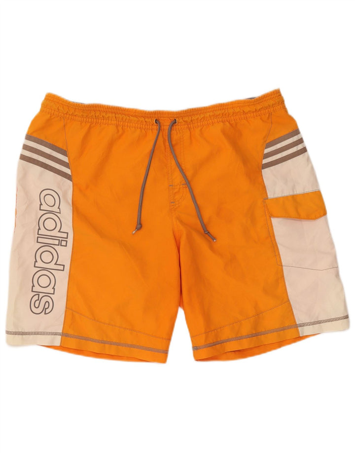 Pantaloni scurți sport grafic ADIDAS pentru bărbați, mari, portocalii, din poliester
