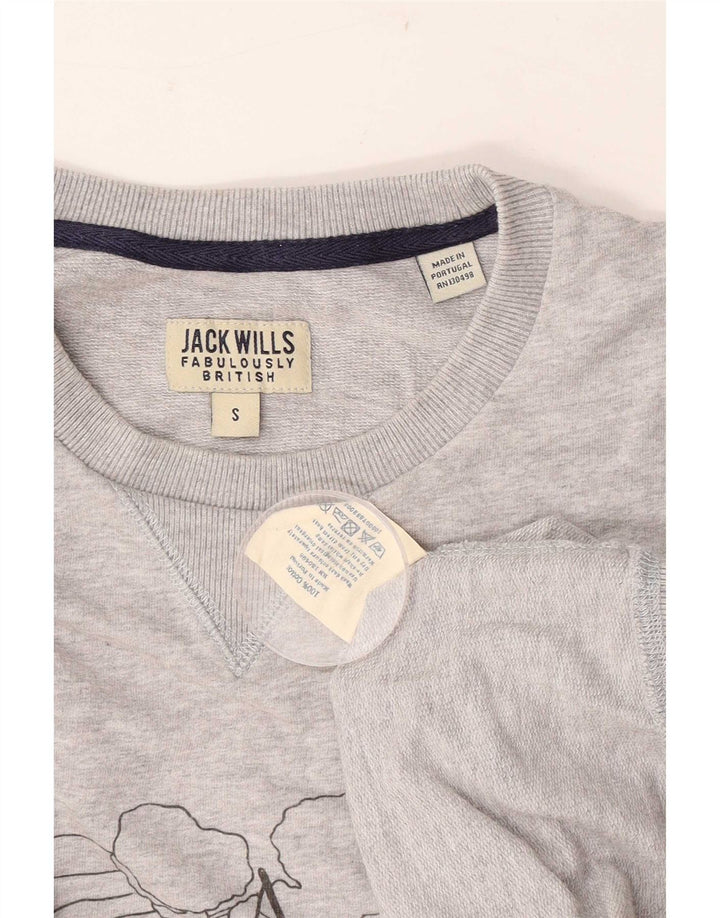 Pulover Jack Wills pentru bărbați cu grafică, bumbac, gri mic