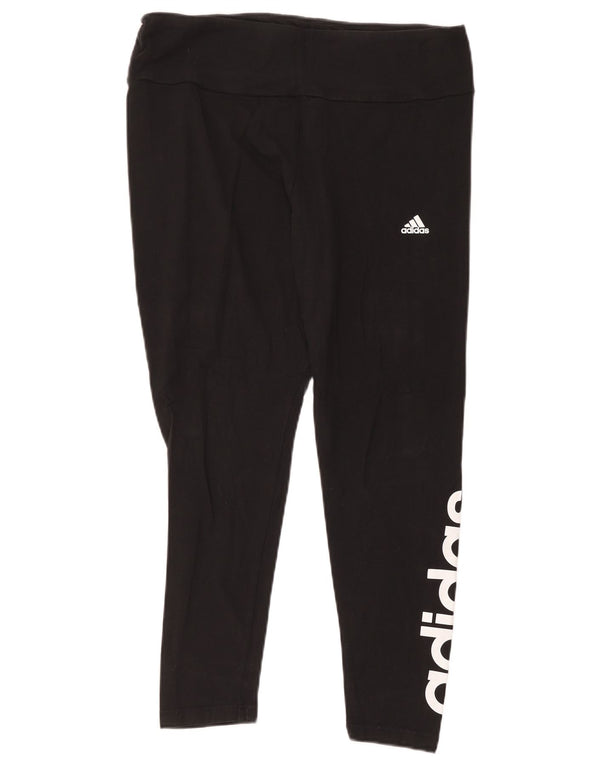 Leggings grafic Adidas pentru femei UK 20/22 XL bumbac negru