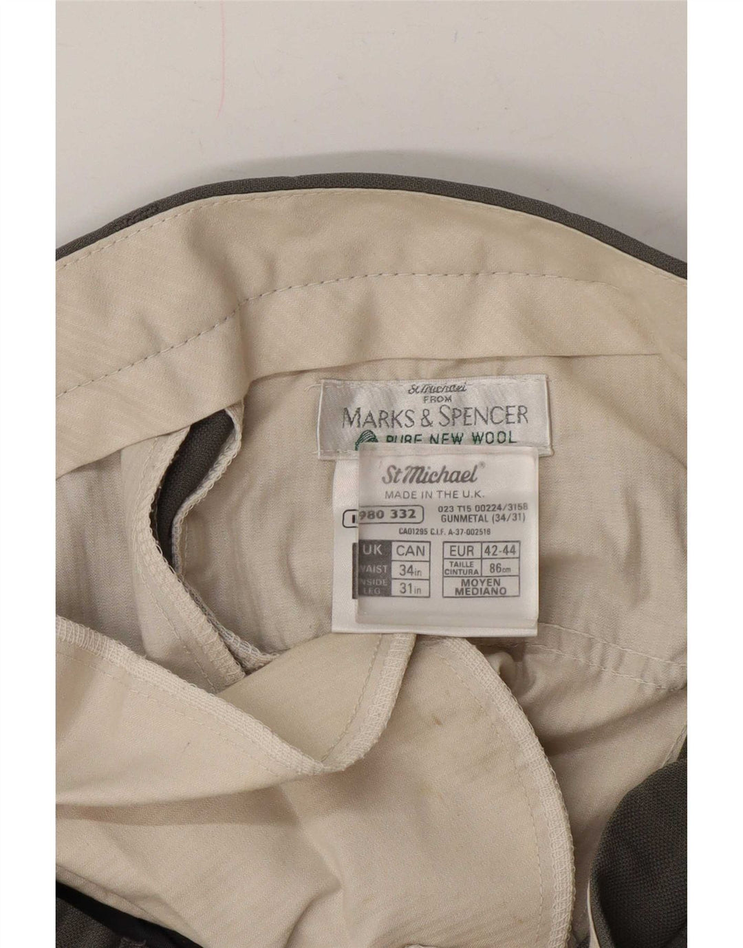 Marks & Spencer Pantaloni de costum pentru bărbați St. Michael Pegged W34 L31 Lână gri