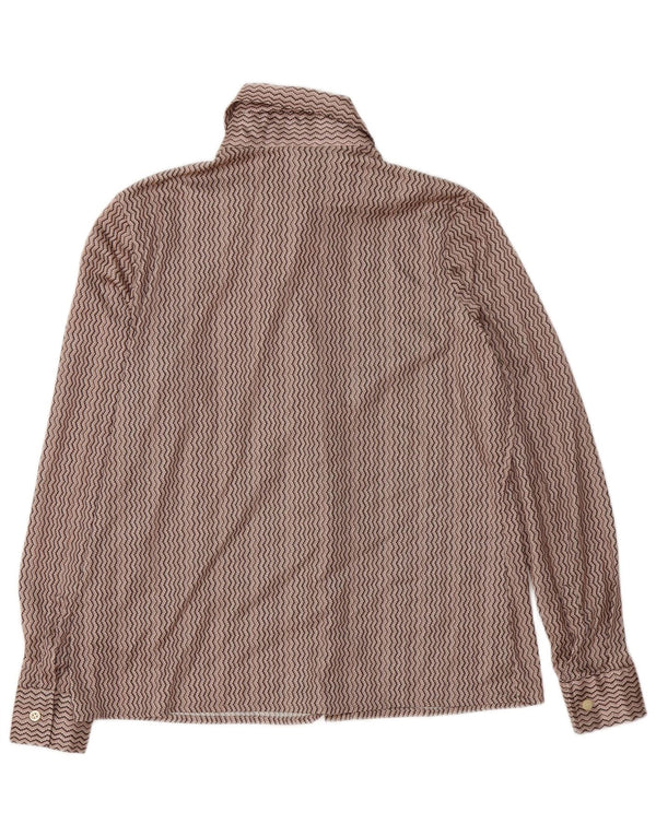 Bluză de cămașă vintage pentru femei UK 16 Chevron maro mare