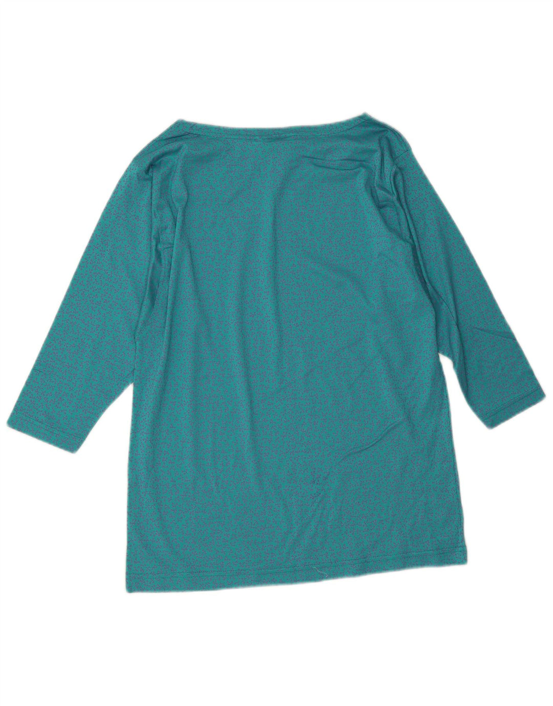 Top pentru femei vintage cu mâneci 3/4 UK 14 Medium Blue Floral