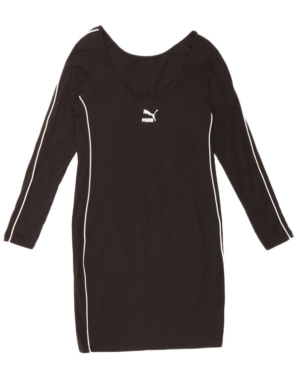 Rochie tricou cu mânecă lungă pentru femei Puma, UK 10, bumbac negru mic