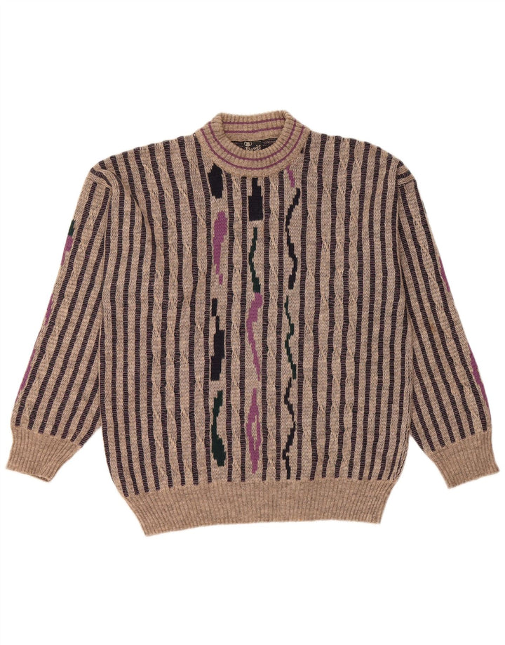 MAPIER Pulover pentru bărbați cu gât roșu, mare, cu dungi gri