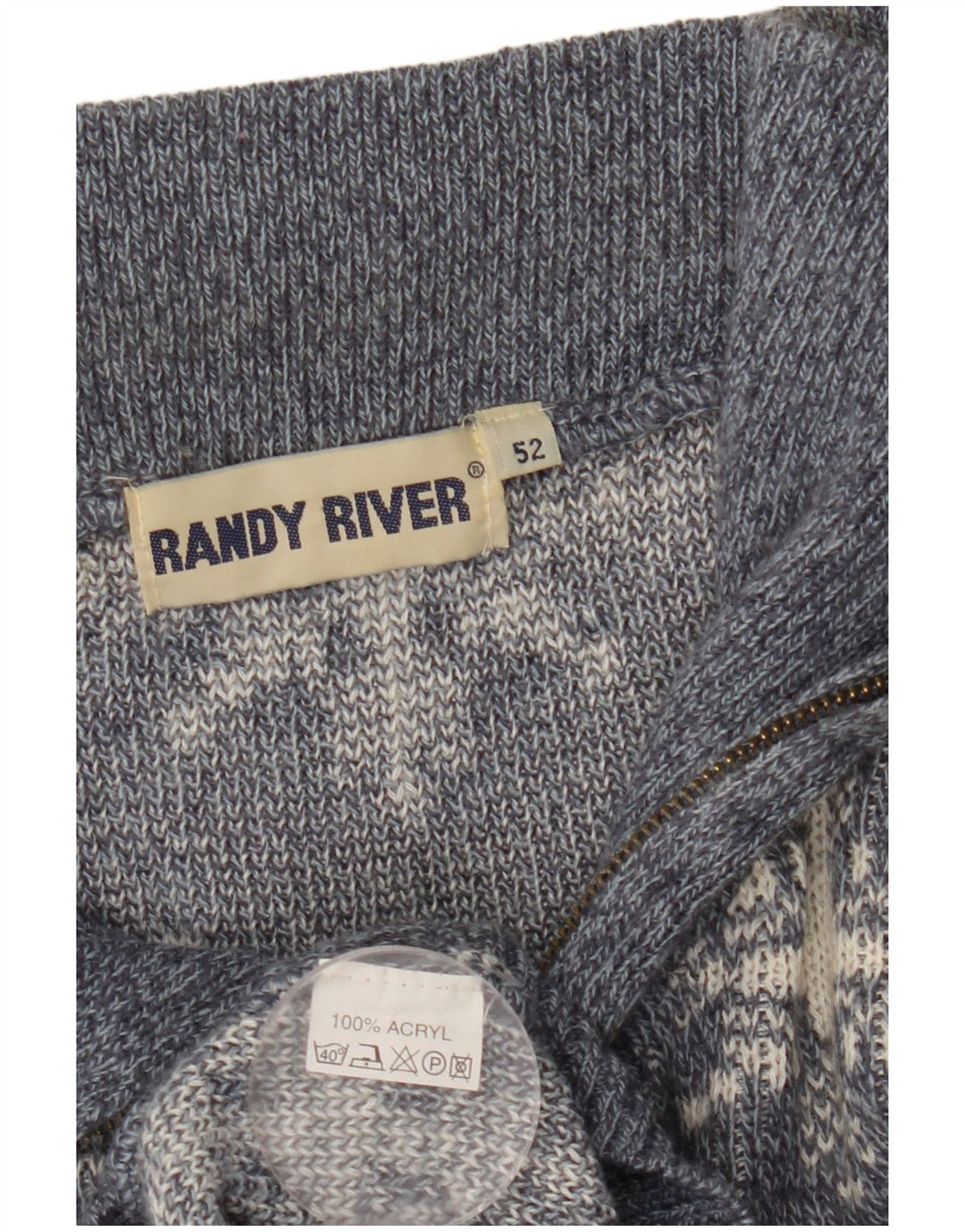 Pulover pentru bărbați Randy River, cu fermoar, cu gât, IT 52 mare, gri geometric