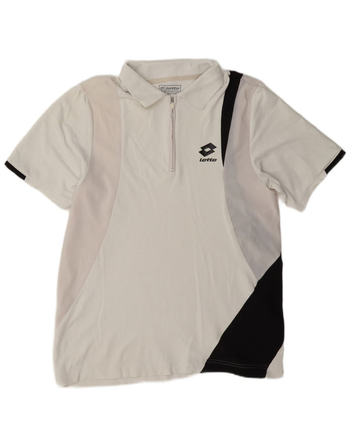 Tricou polo pentru bărbați Lotto, mare, alb, din nailon