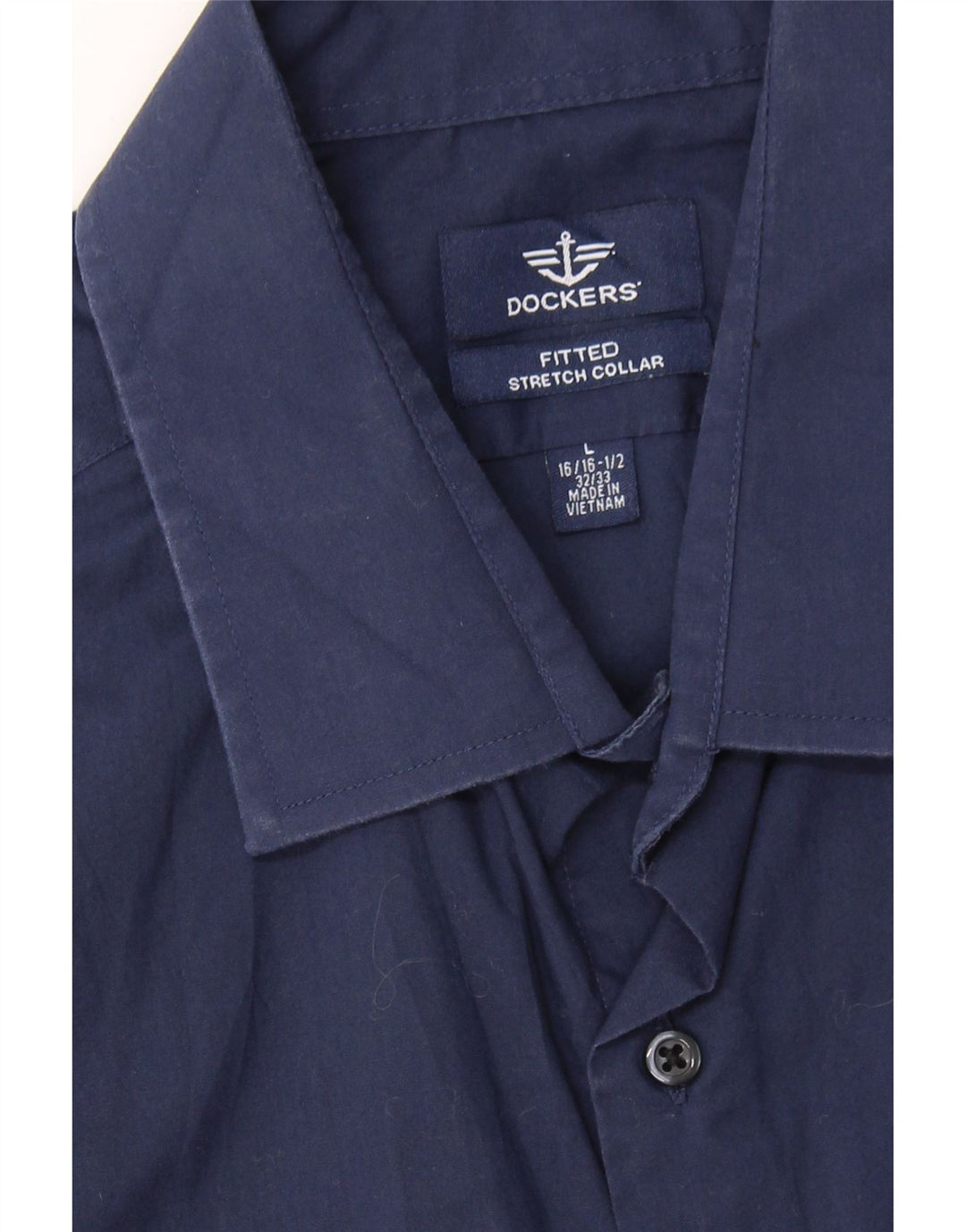 DOCKERS Mens Shirt Size 16 1/2 Large Navy Blue Vintage Dockers and Second-Hand Dockers from Messina Hembry 