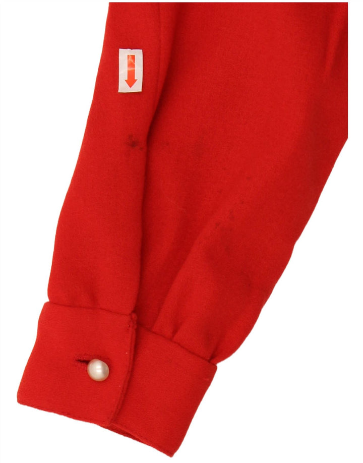 Bluză pentru femei VINTAGE Cămașă Crop UK 12 Roșu Mediu