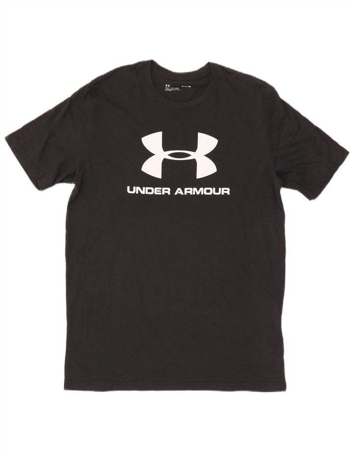 Tricou grafic Under Armour pentru bărbați Top mediu din bumbac negru
