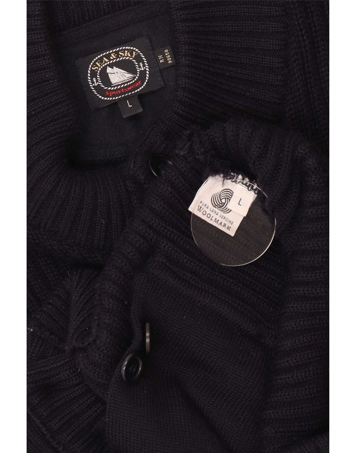Pulover cardigan pentru bărbați Sea & Sky, mare, lână bleumarin