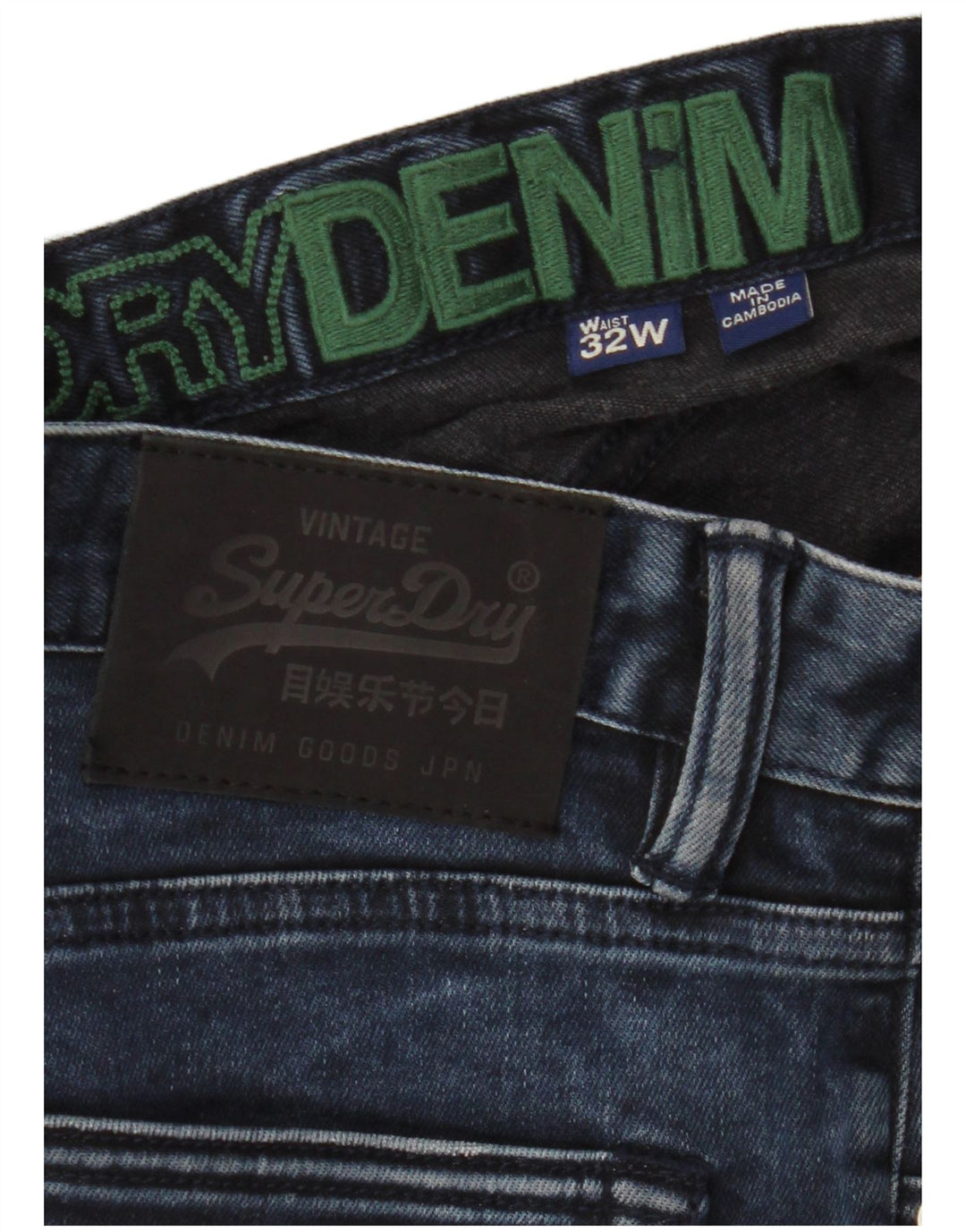 Pantaloni scurți din blugi pentru bărbați Superdry W32, bumbac, albastru bleumarin mediu