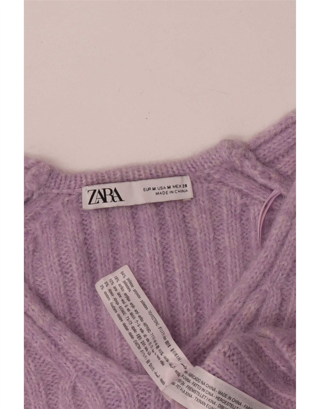 Pulover cu decolteu în V pentru femei Zara UK 14 Poliester violet mediu