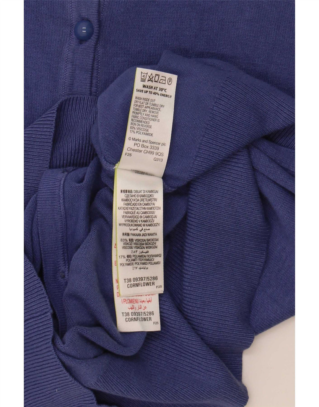 Pulover cardigan pentru femei Marks & Spencer UK 16 mare, albastru, viscoză