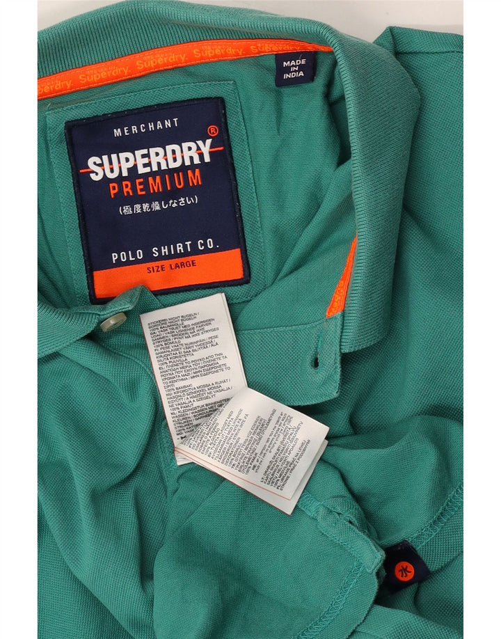 Tricou polo pentru bărbați Superdry, bumbac verde mare
