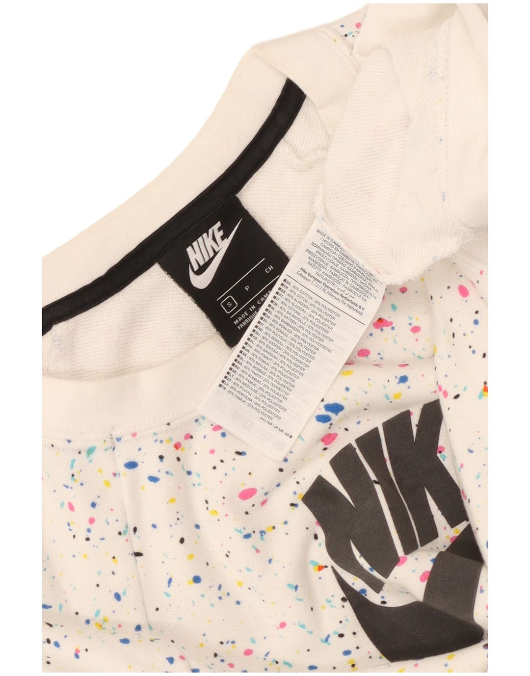 Pulover supradimensionat cu grafic Nike pentru femei UK 10 Small White Spotted