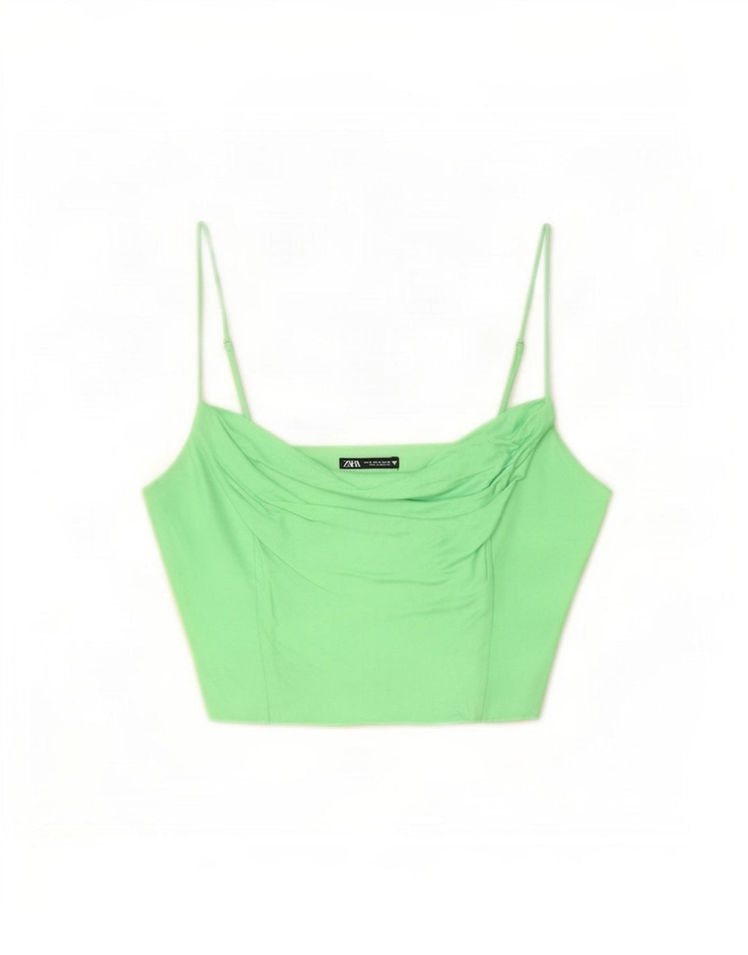 Top Crop pentru femei Zara UK 12 Medium Green Viscose