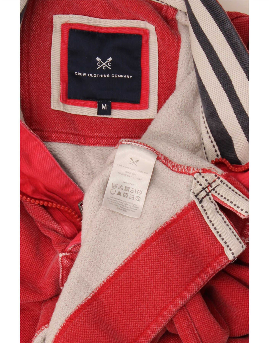 Crew Clothing Hanorac pentru bărbați cu fermoar și gât Pulover Bumbac roșu mediu
