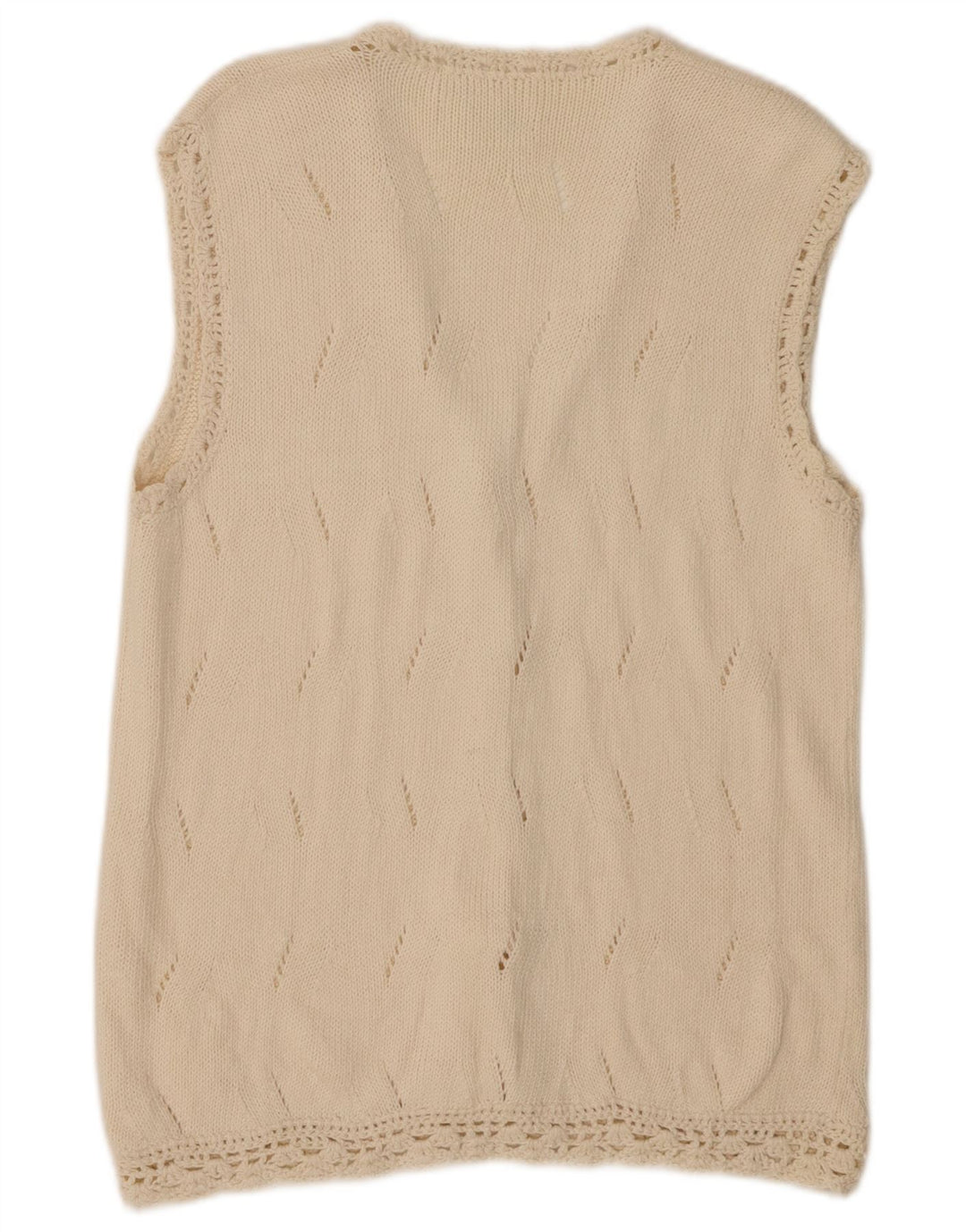 ARTESANIA Pulover cardigan fără mâneci pentru femei UK 12, bumbac alb mediu mediu