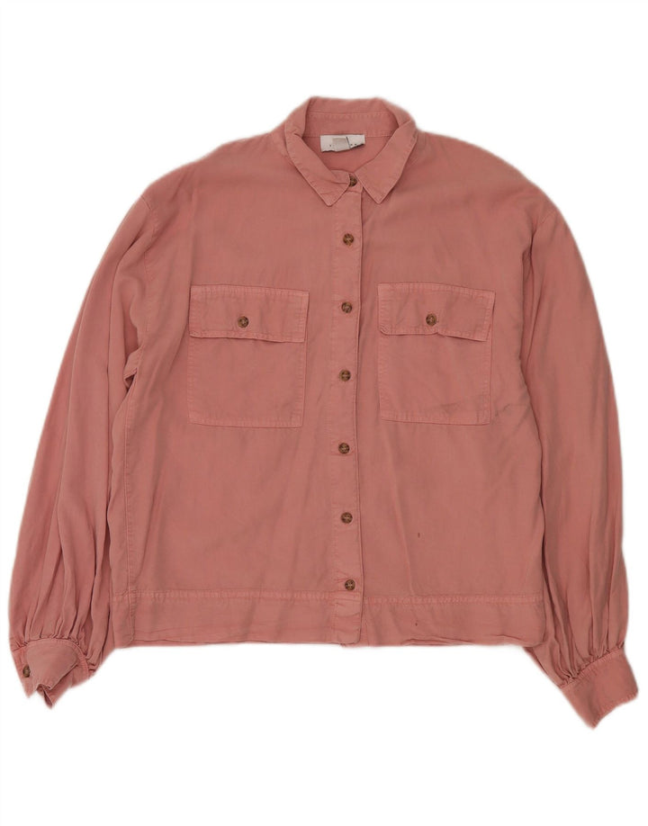 Topshop Cămașă supradimensionată pentru femei UK 10 Lyocell roz mic