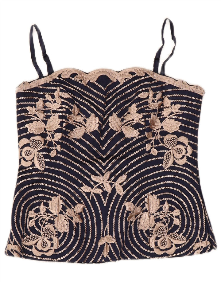 COAST Top corset pentru femei UK 10 Mic Bleumarin Floral Mătase