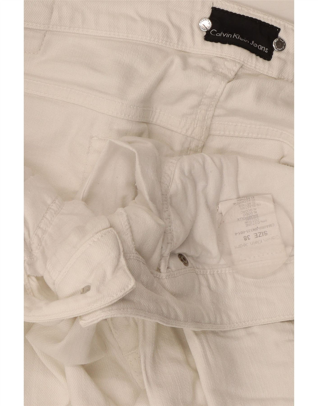 Calvin Klein Blugi drepti pentru bărbați W38 L30 Bumbac alb
