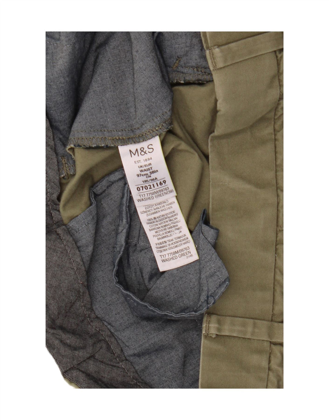 Pantaloni scurți chino pentru bărbați Marks & Spencer W38 XL, bumbac verde