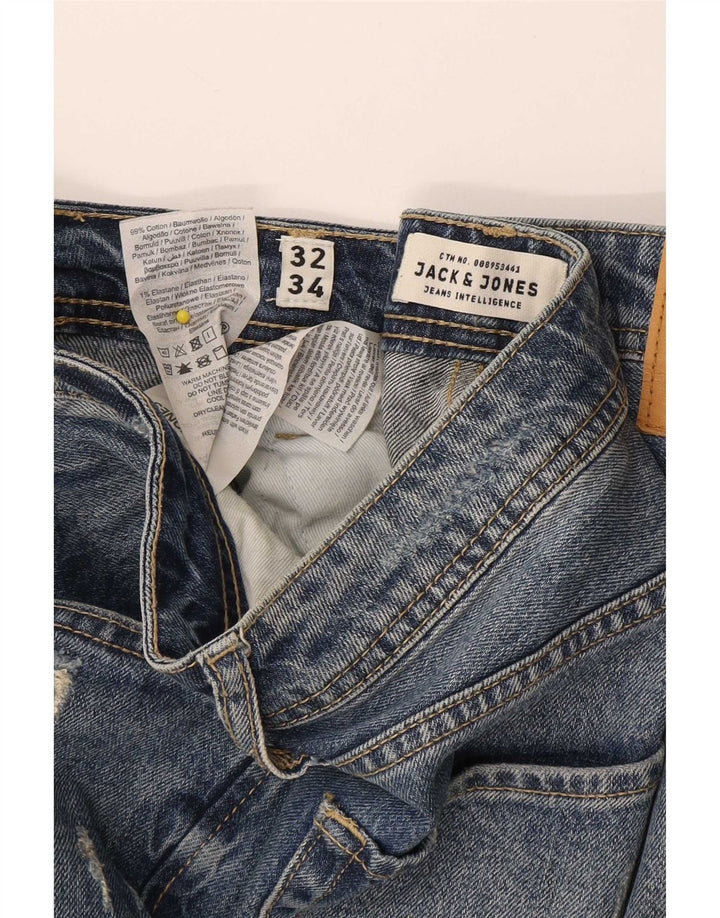 Blugi subțiri învechiți Tim pentru bărbați Jack & Jones L32 L34 Bumbac albastru