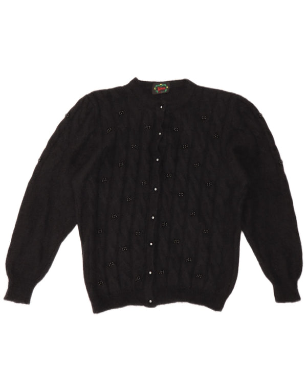 Pulover Cardigan Vintage pentru Damă UK 16 Large Black Mohair