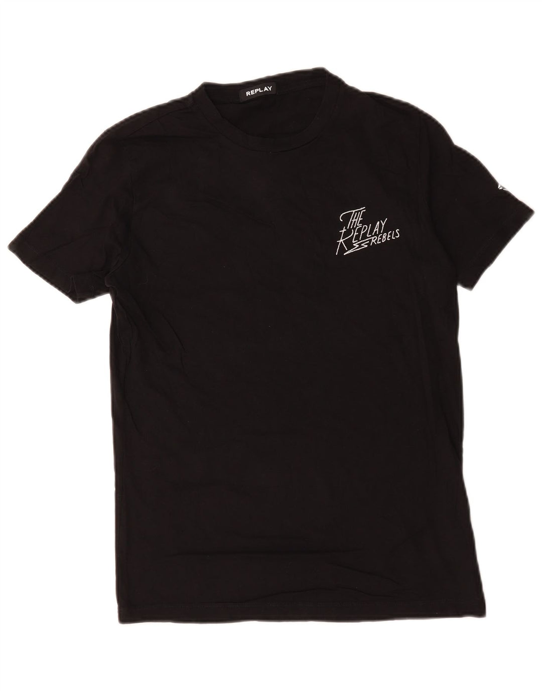 Tricou grafic pentru bărbați Replay Top mediu negru bumbac