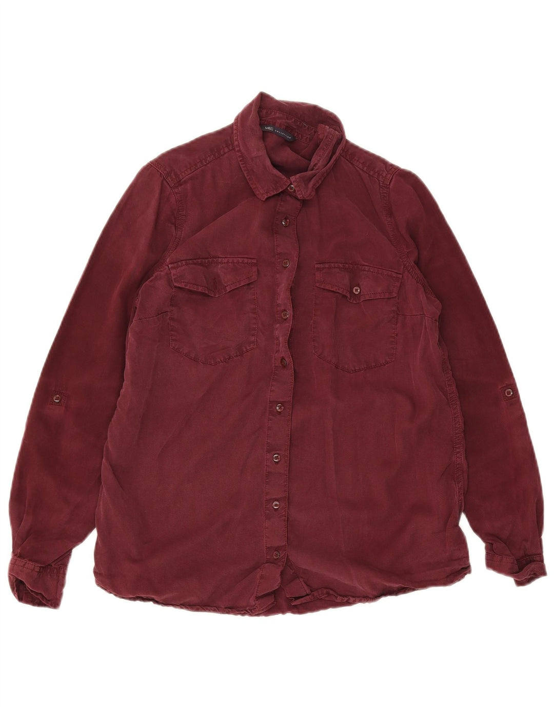 Cămașă din denim pentru femei Marks & Spencer UK 10 mic burgundy Lyocell