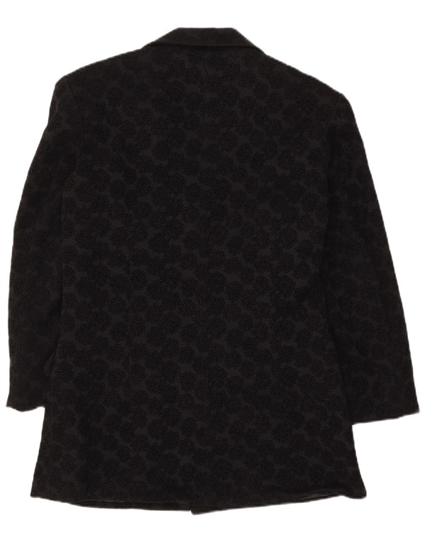 KOMBI Sacou supradimensionat pentru femei cu 3 nasturi UK 10 Mic Negru Floral