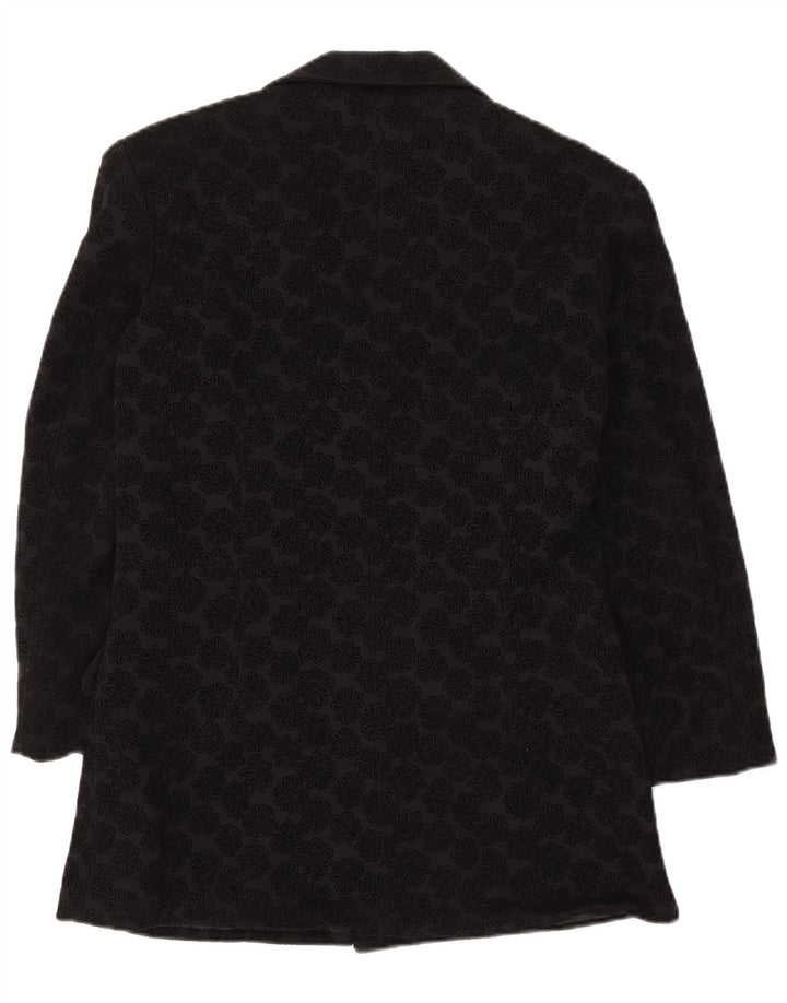 KOMBI Sacou supradimensionat pentru femei cu 3 nasturi UK 10 Mic Negru Floral