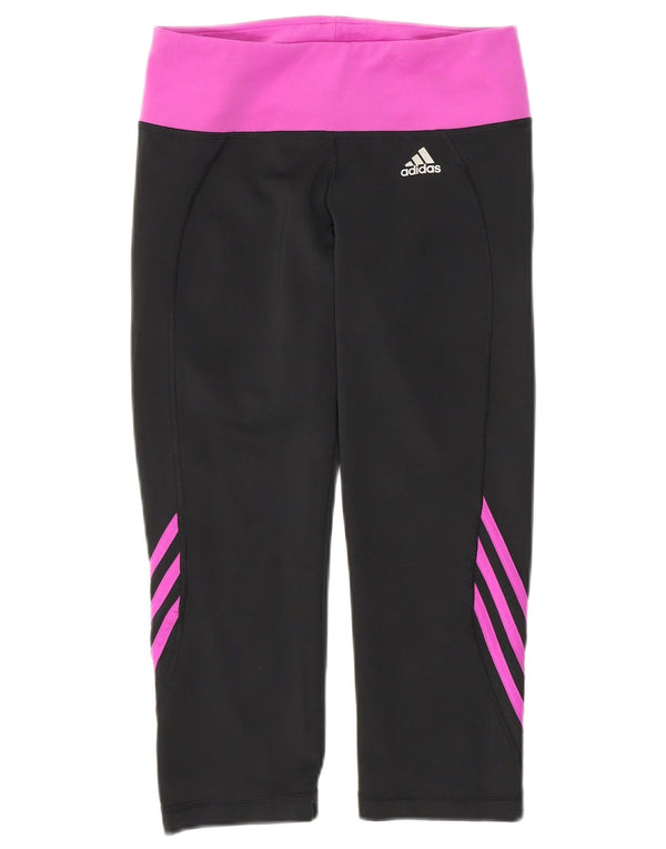 Leggings Capri Adidas Slim Fit pentru femei UK 14 Sport cu dungi negre medii