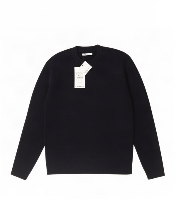 Pulover pentru bărbați Zara, cu decolteu, mediu, bleumarin, acrilic