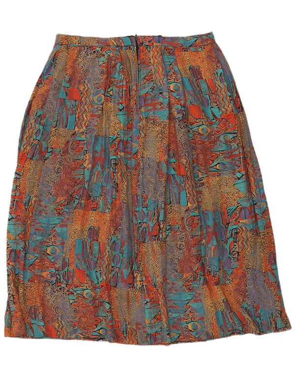 Fustă A-Line Vintage pentru femei UK 8 Small W34 Multicolor Geometric Viscose