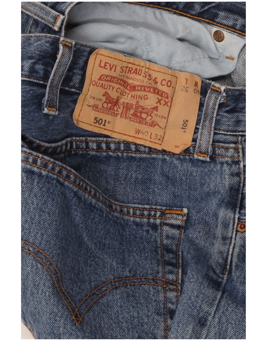Blugi drepti pentru bărbați LEVI'S 501 W40 L29 Bumbac albastru