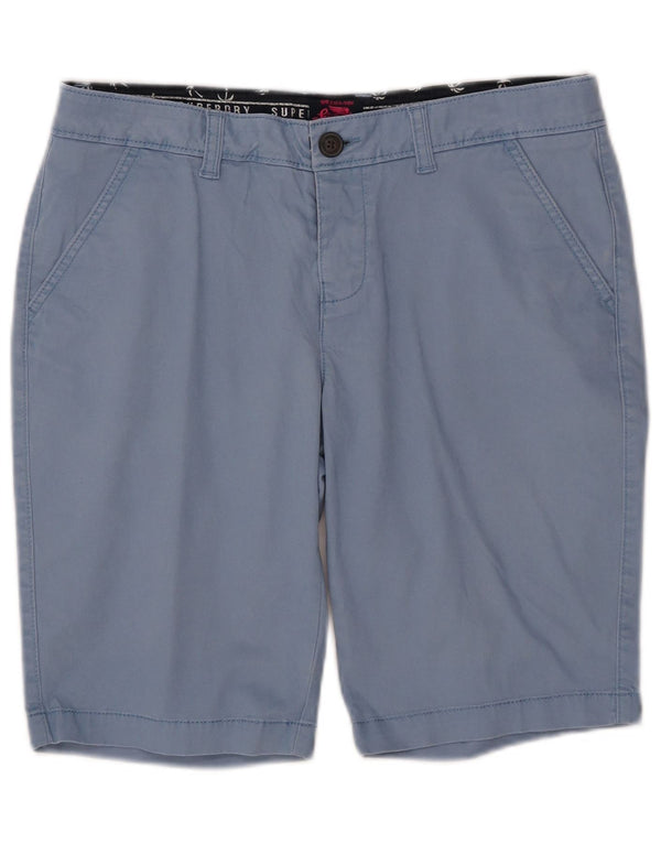 SUPERDRY Womens Chino Shorts W34 Large Blue Cotton