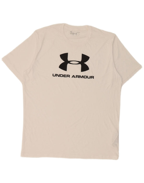 Tricou grafic Under Armour pentru bărbați Top mare din bumbac alb