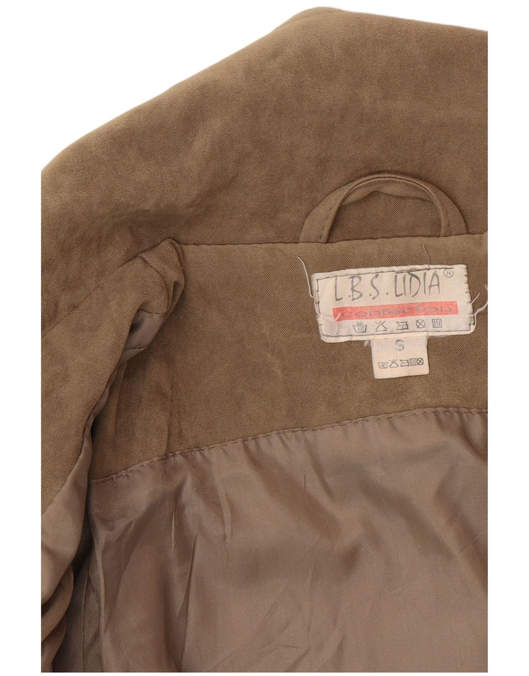 Jachetă de piele de căprioară supradimensionată pentru femei Vintage UK 10 Small Beige