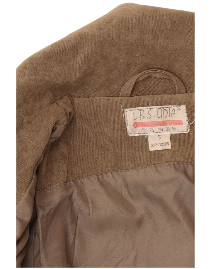 Jachetă de piele de căprioară supradimensionată pentru femei Vintage UK 10 Small Beige